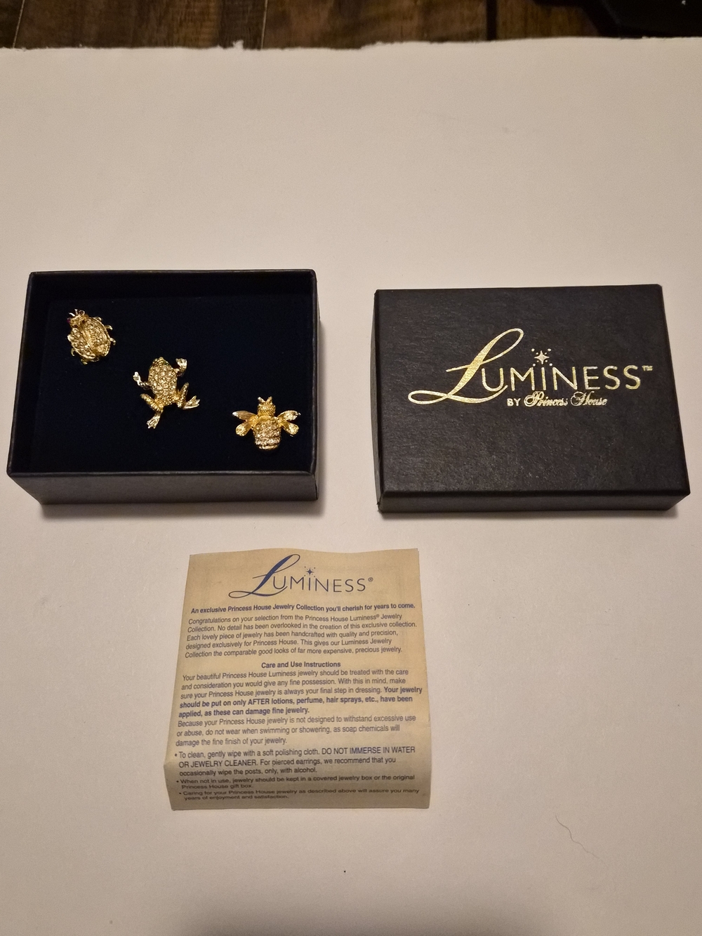 Luminess Gold Animal Brooch Trio